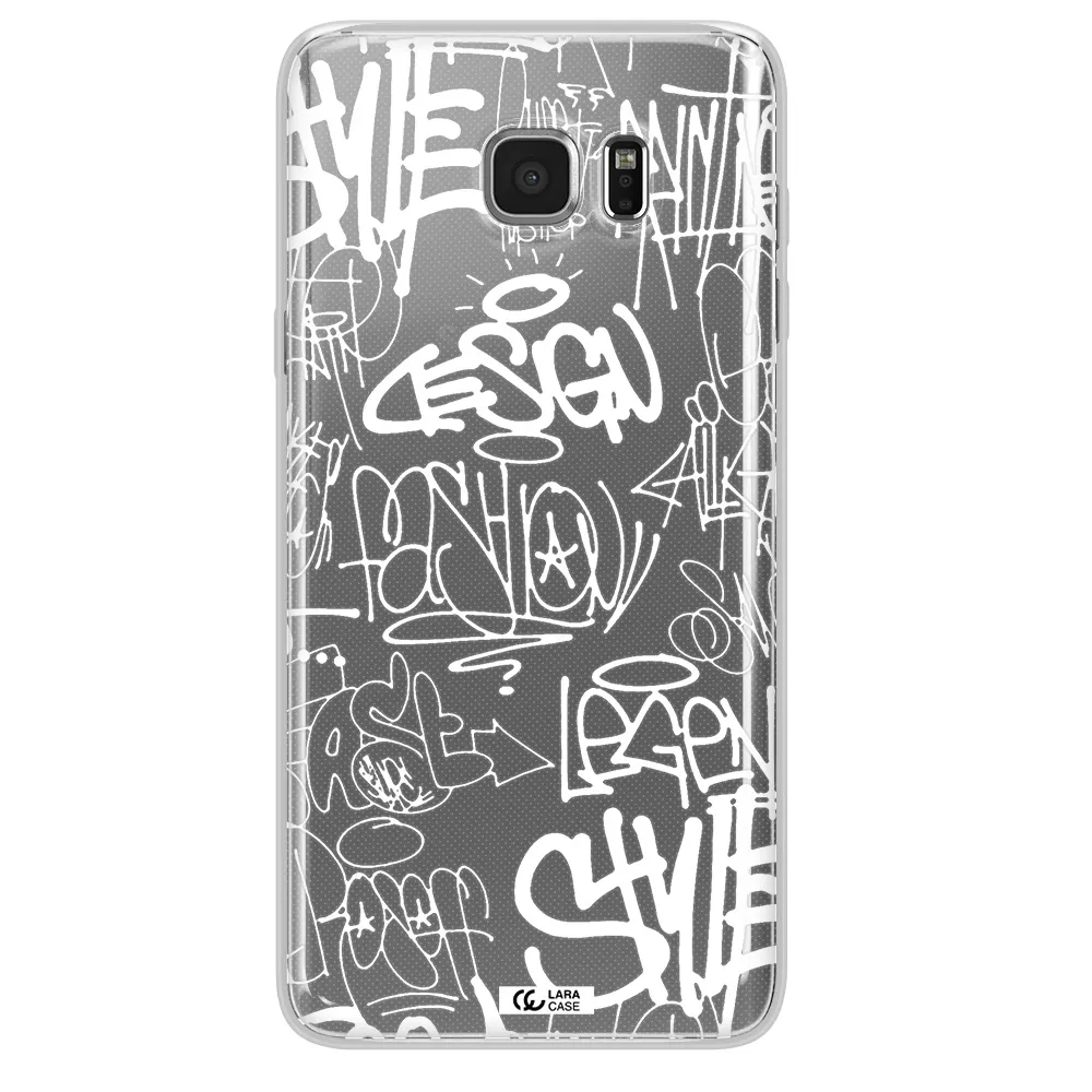 a white background with black and white clouds Samsung Note 5 Clear TPU Case