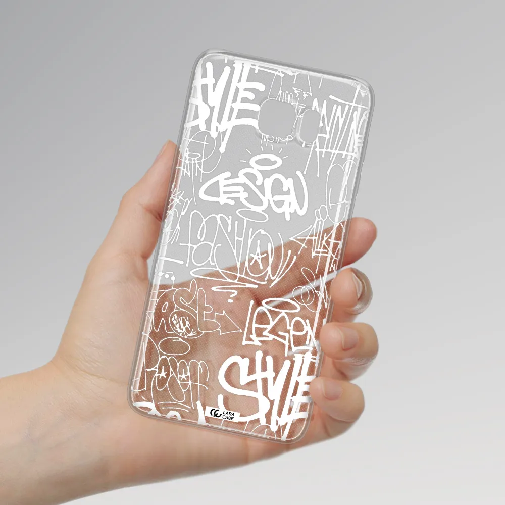 a white background with black and white clouds Samsung Note 5 Clear TPU Case