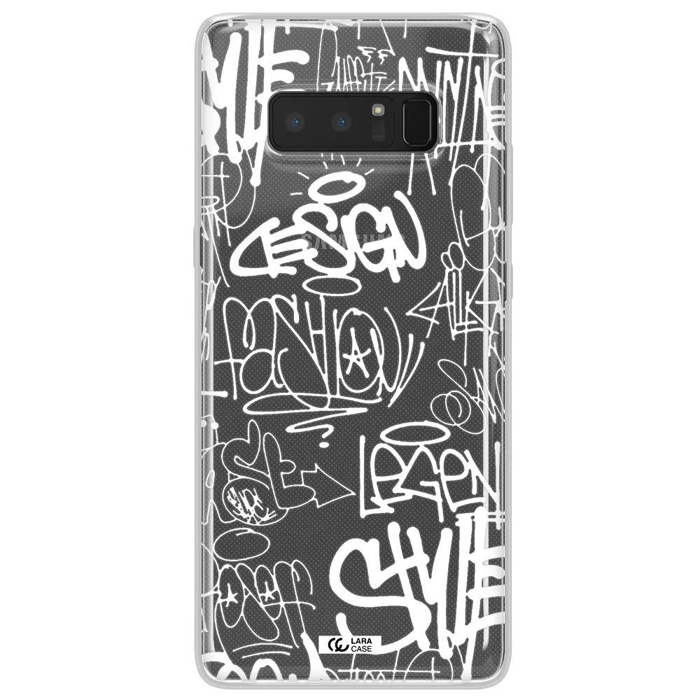 a white background with black and white clouds Samsung Note 8 Clear TPU Case