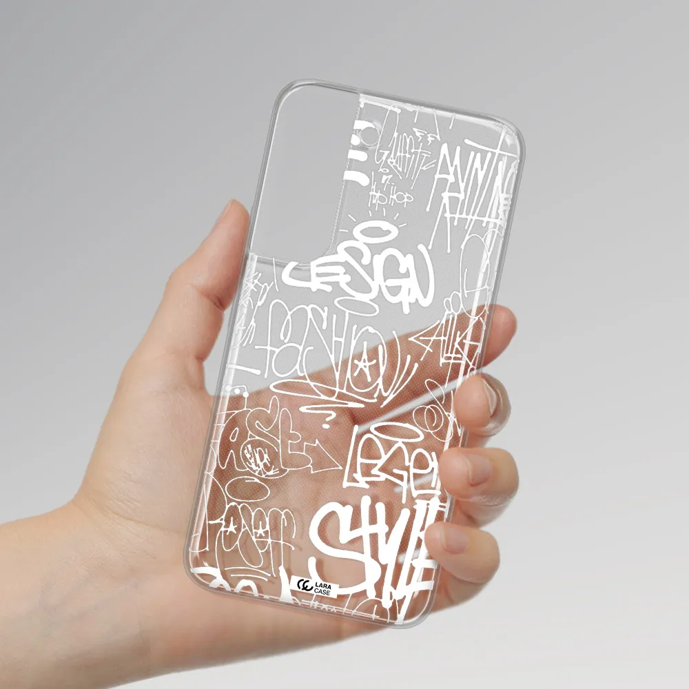 a white background with black and white clouds Samsung S 22 Clear TPU Case