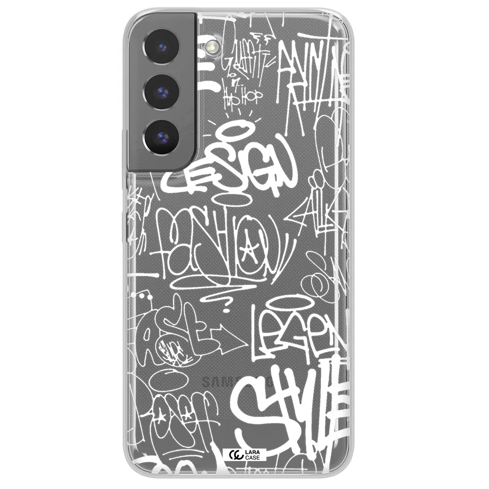 a white background with black and white clouds Samsung S 22 Plus Clear TPU Case