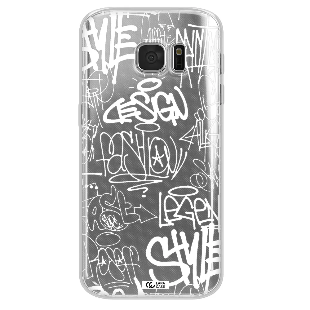 a white background with black and white clouds Samsung S 7 Clear TPU Case