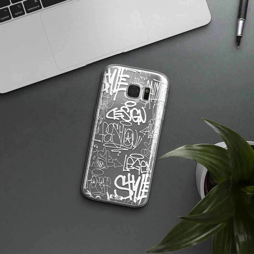 a white background with black and white clouds Samsung S 7 Clear TPU Case