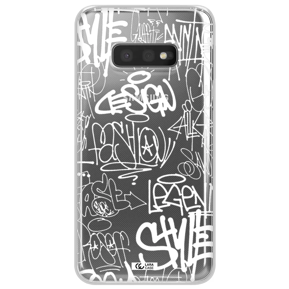 a white background with black and white clouds Samsung S10e Clear TPU Case