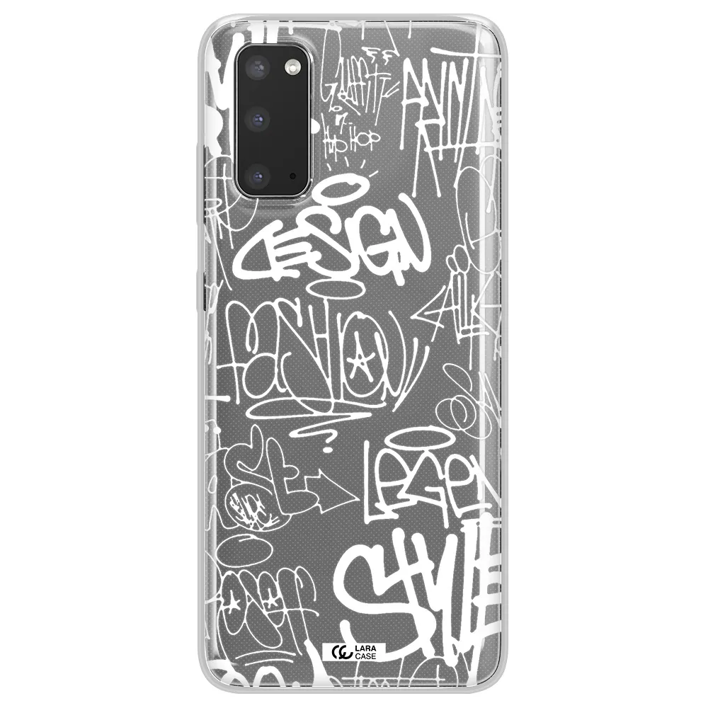 a white background with black and white clouds Samsung S20 Clear TPU Case