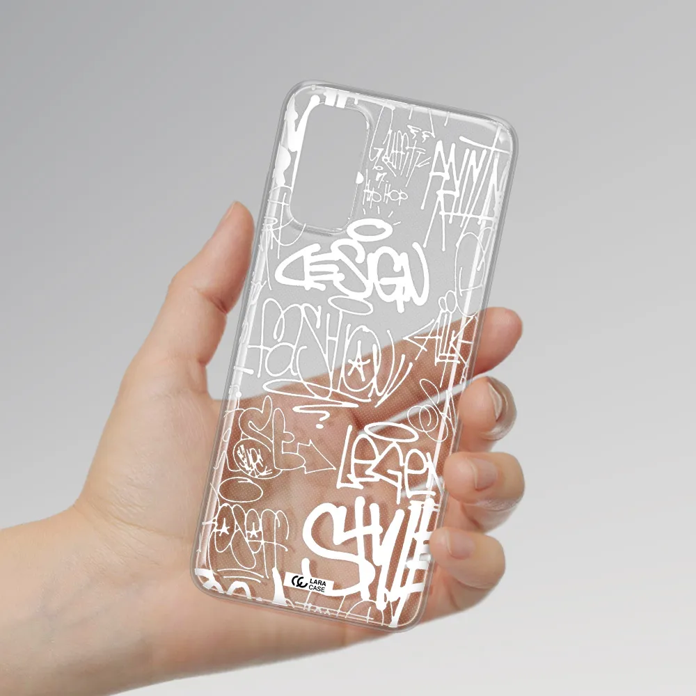 a white background with black and white clouds Samsung S20 Clear TPU Case