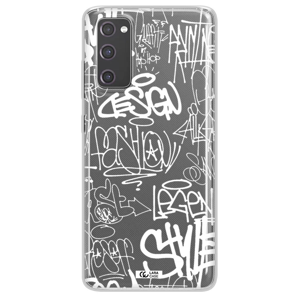 a white background with black and white clouds Samsung S20 Fe Clear TPU Case