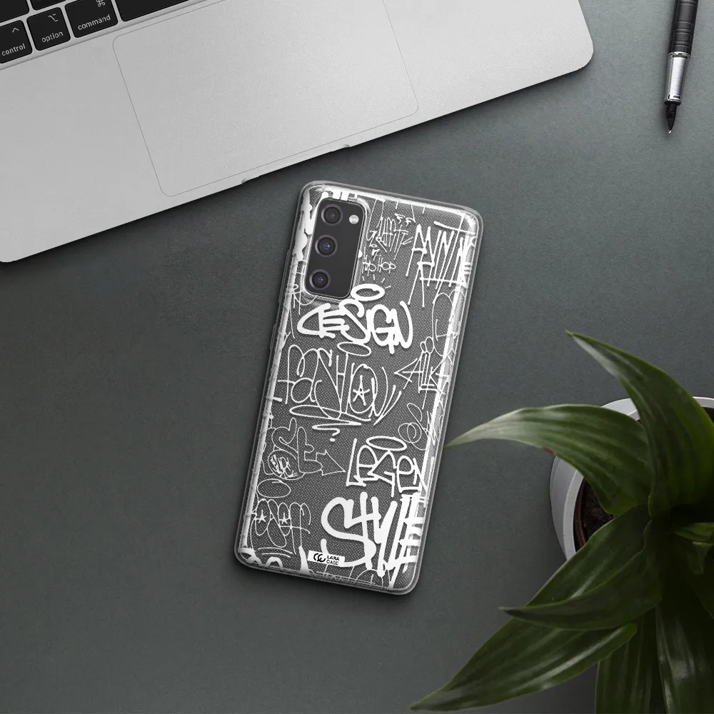 a white background with black and white clouds Samsung S20 Fe Clear TPU Case