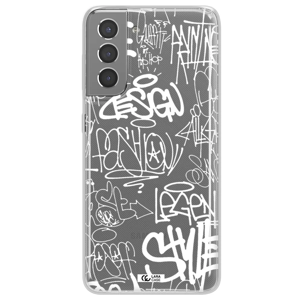 a white background with black and white clouds Samsung S21 Clear TPU Case