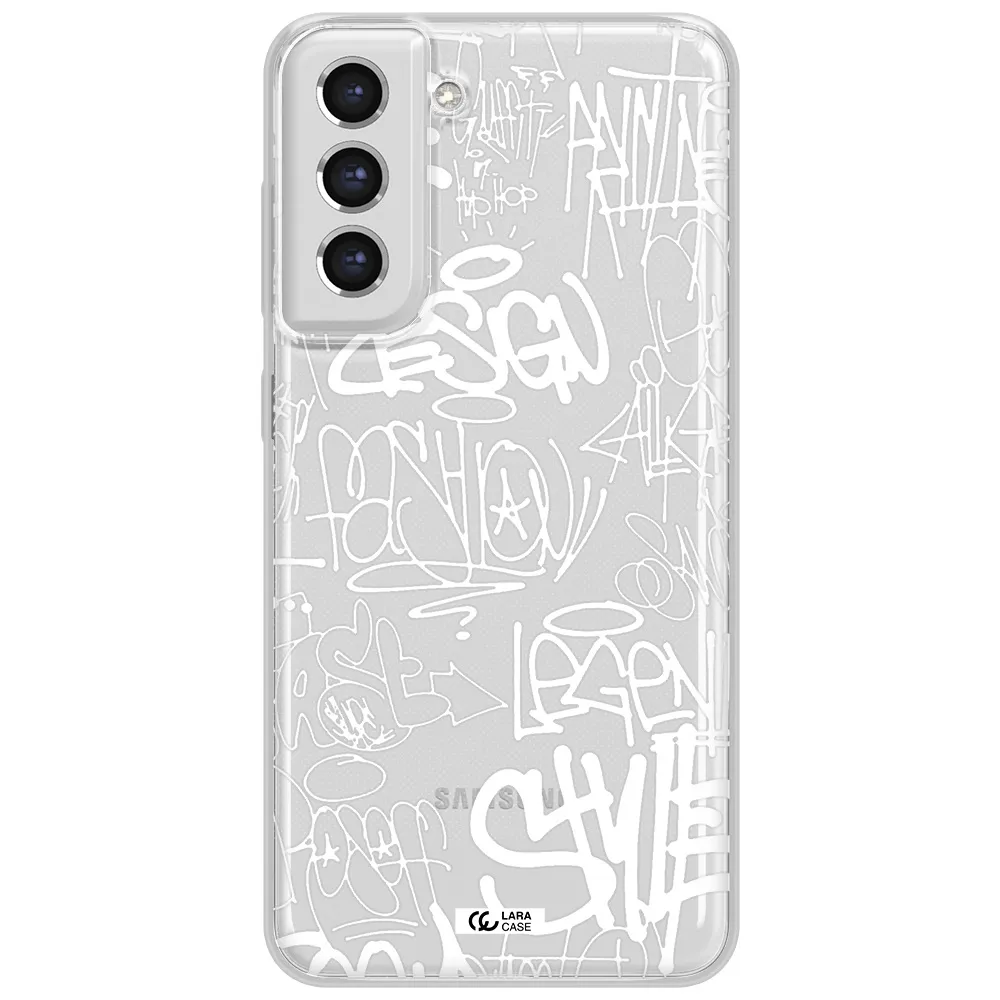 A White Background With Black And White Clouds Samsung S21 Fe Clear Tpu Case