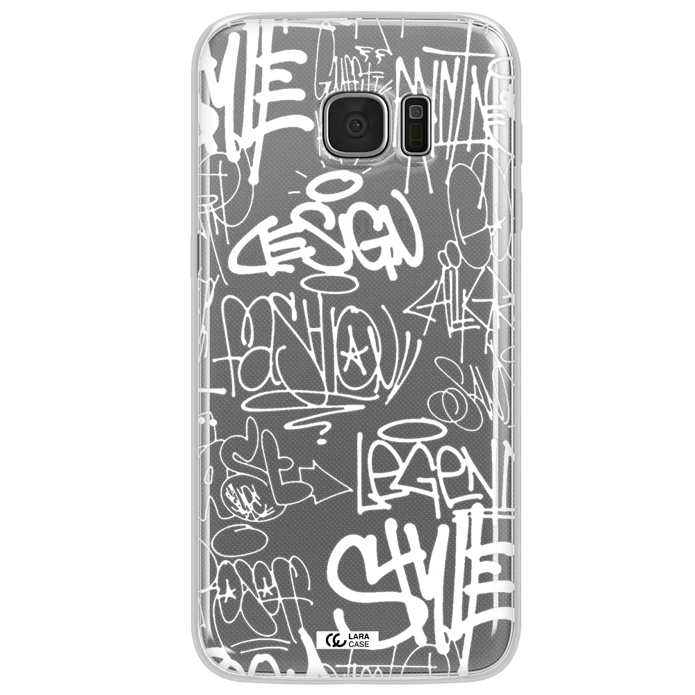 a white background with black and white clouds Samsung S7 Edge Clear TPU Case