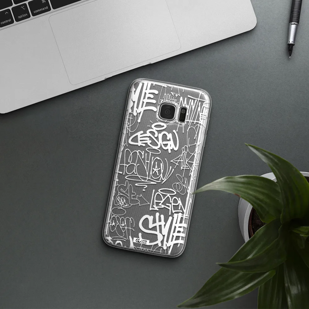 a white background with black and white clouds Samsung S7 Edge Clear TPU Case