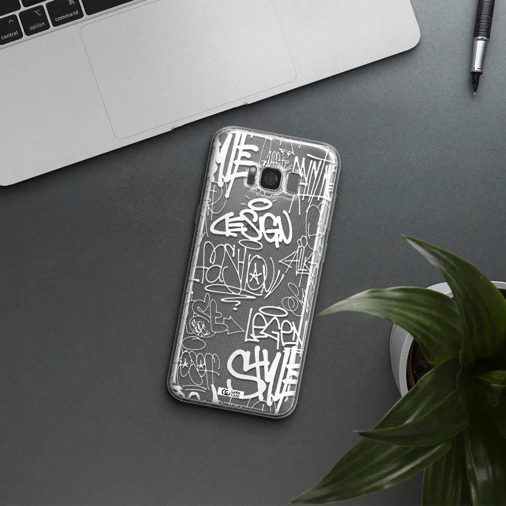 a white background with black and white clouds Samsung S8 Plus Clear TPU Case