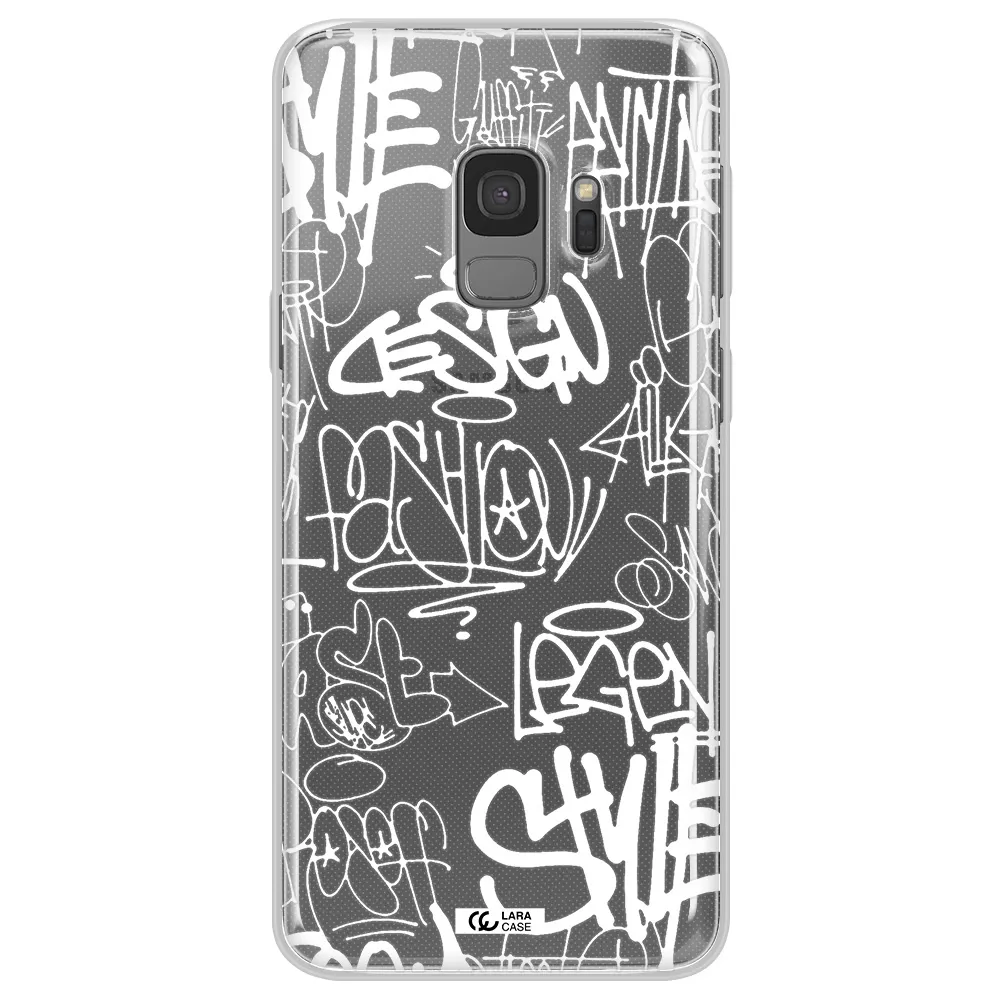 a white background with black and white clouds Samsung S9 Clear TPU Case