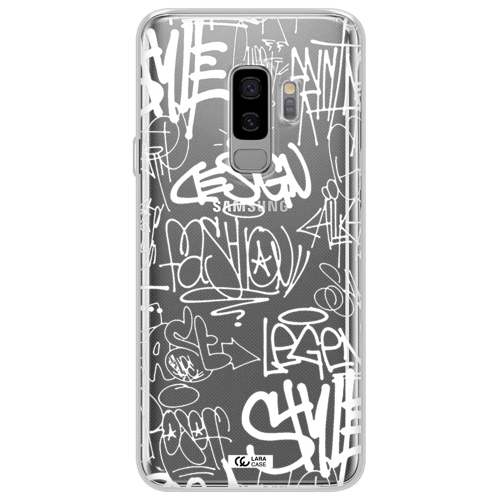 a white background with black and white clouds Samsung S9 Plus Clear TPU Case