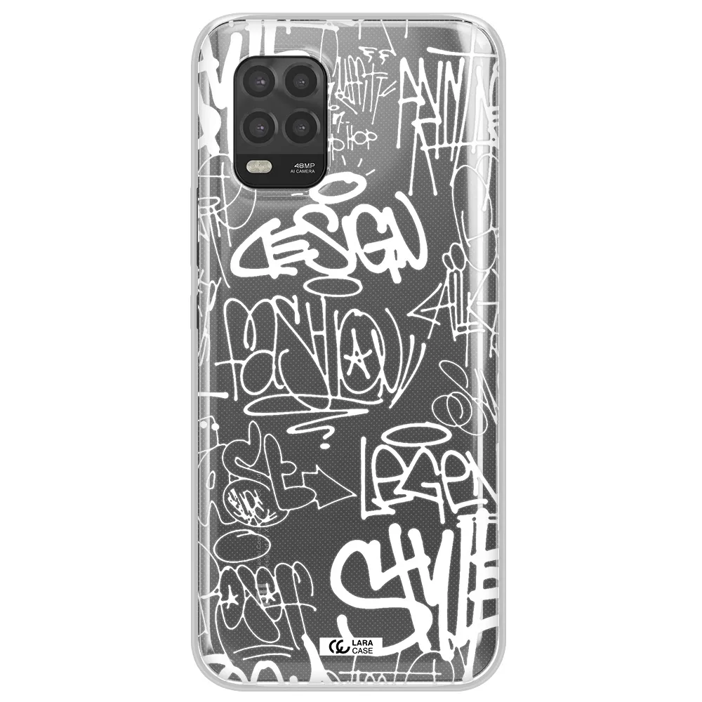 a white background with black and white clouds Xiaomi Mi 10 Lite Clear TPU Case