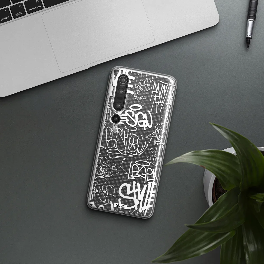 a white background with black and white clouds Xiaomi Mi 10 Pro Clear TPU Case