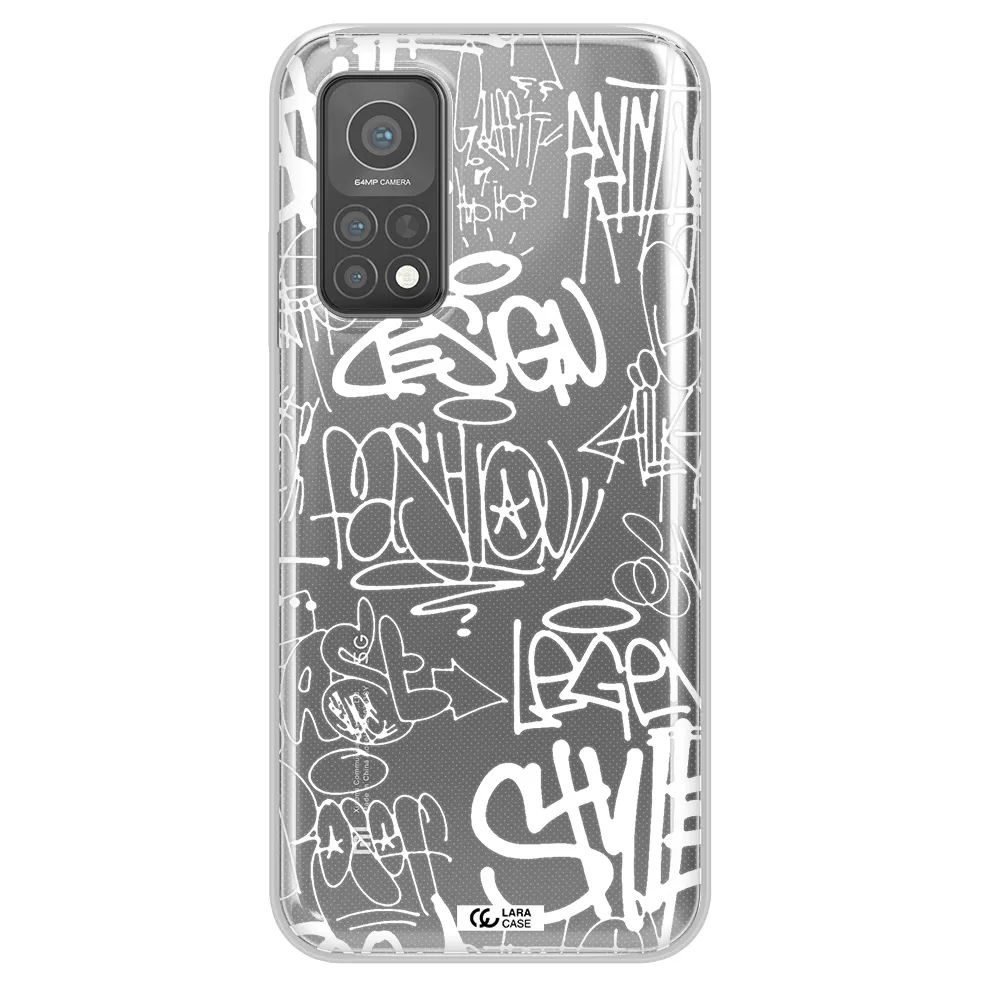 a white background with black and white clouds Xiaomi Mi 10 T Pro Clear TPU Case