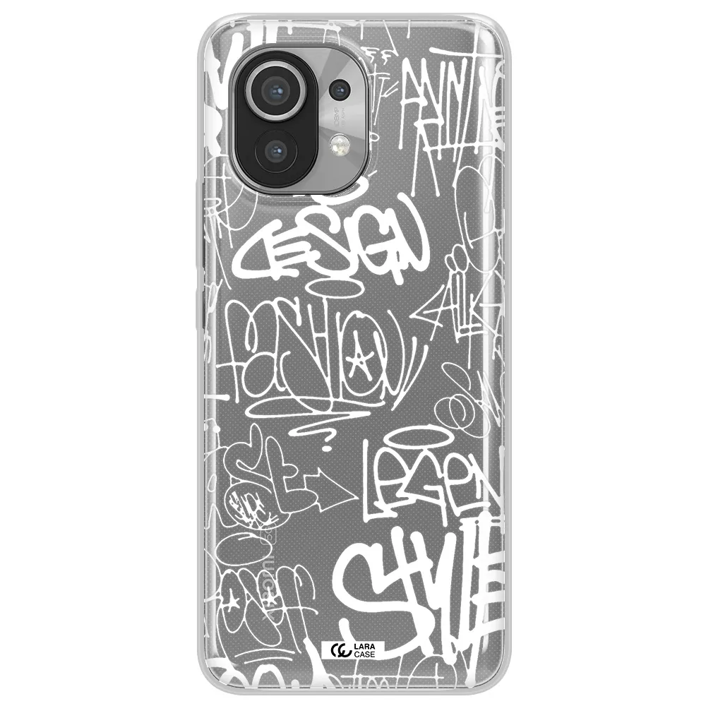 a white background with black and white clouds Xiaomi Mi 11 Clear TPU Case