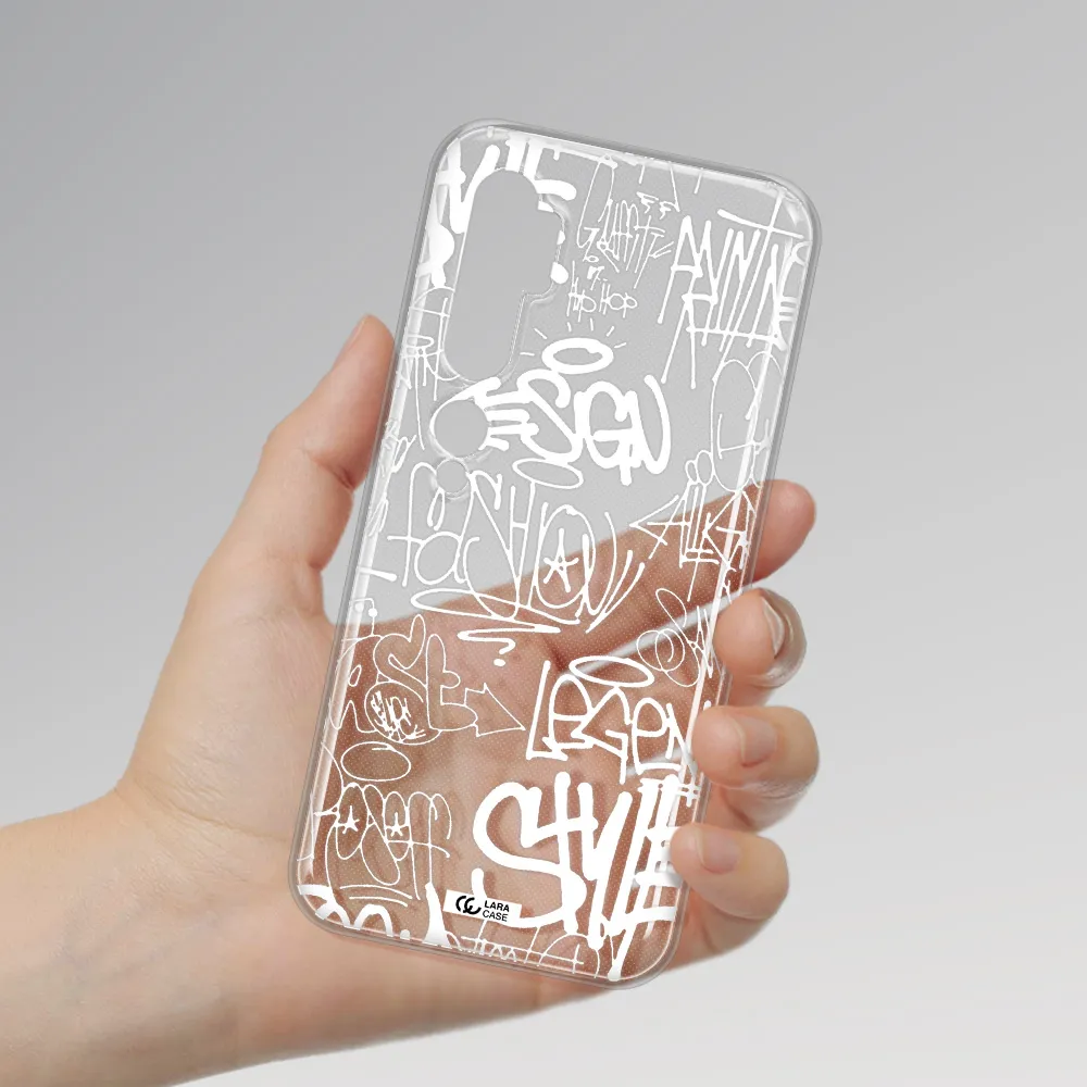 a white background with black and white clouds Xiaomi Mi Note 10 Clear TPU Case