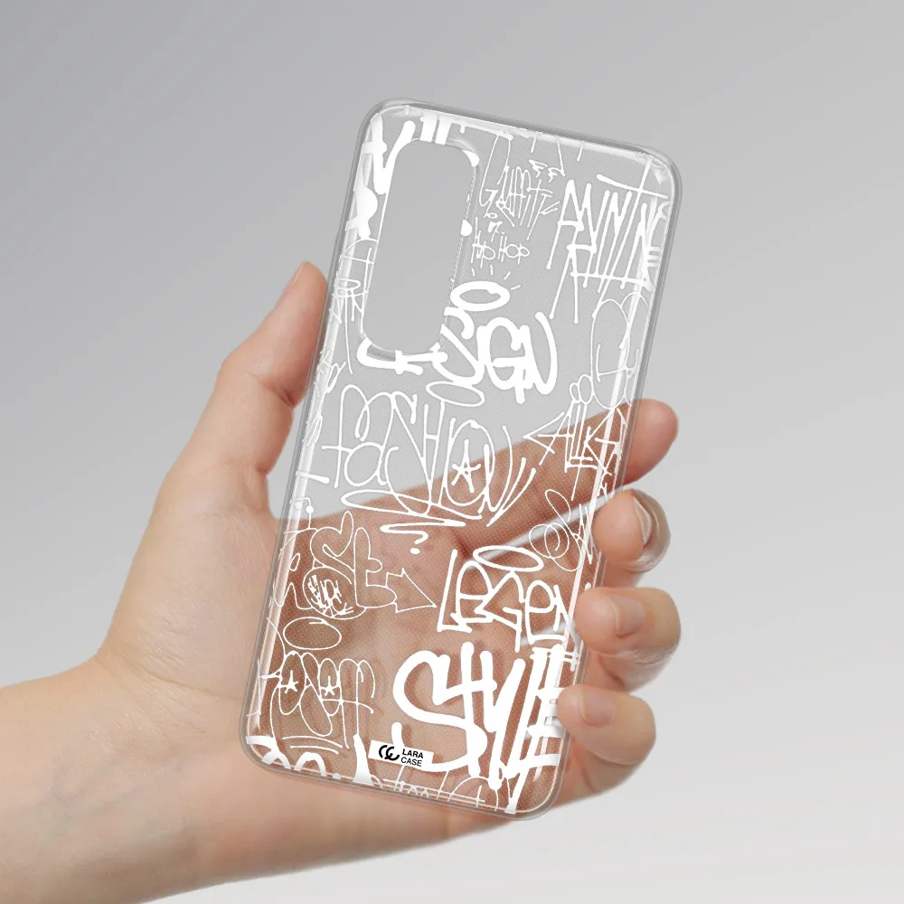 a white background with black and white clouds Xiaomi Mi Note 10 Lite Clear TPU Case