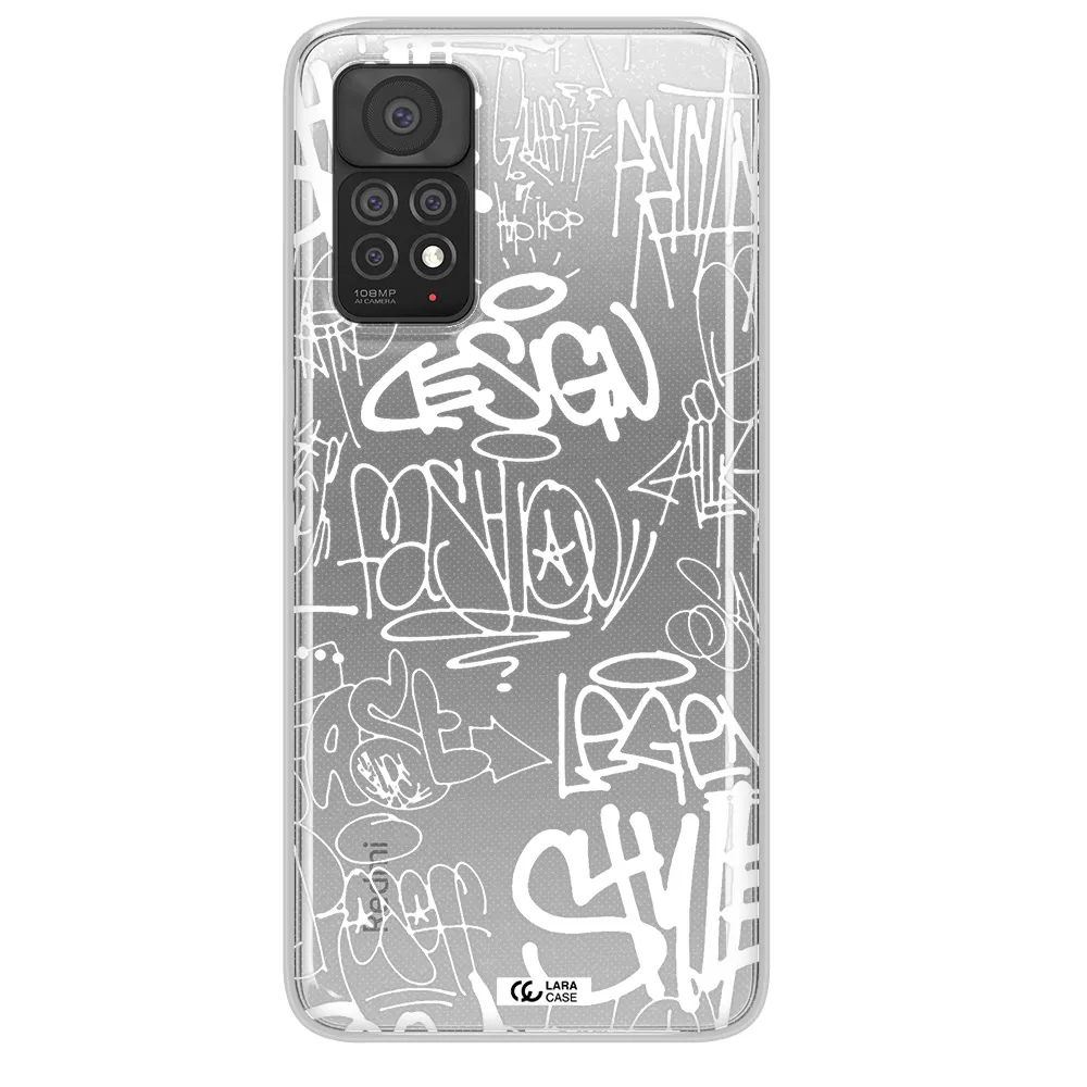 a white background with black and white clouds Xiaomi Note 11 Pro Clear TPU Case