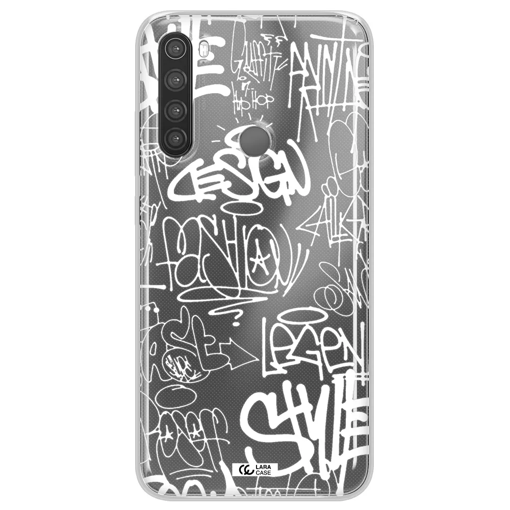 a white background with black and white clouds Xiaomi Note 8 Clear TPU Case