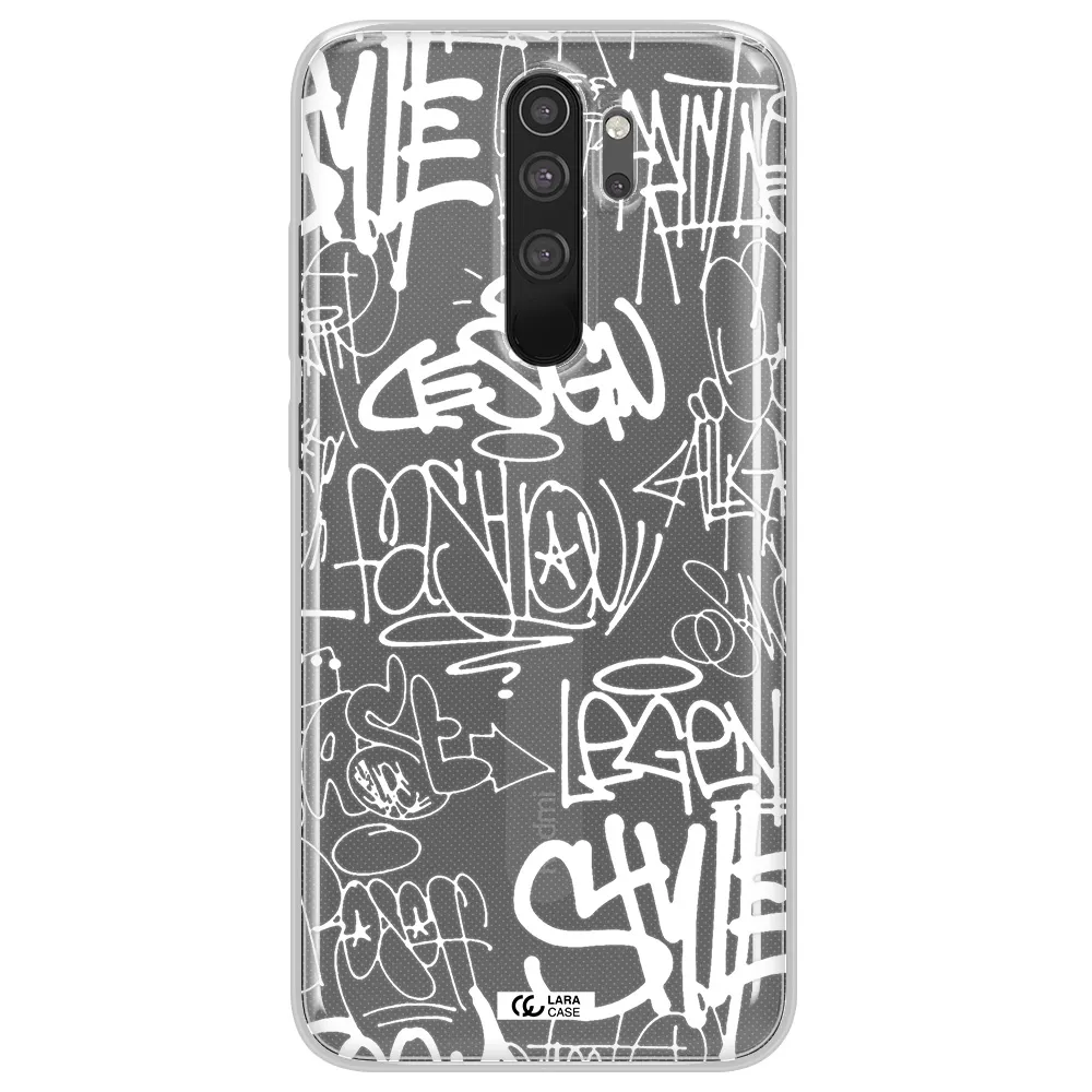 a white background with black and white clouds Xiaomi Note 8 Pro Clear TPU Case