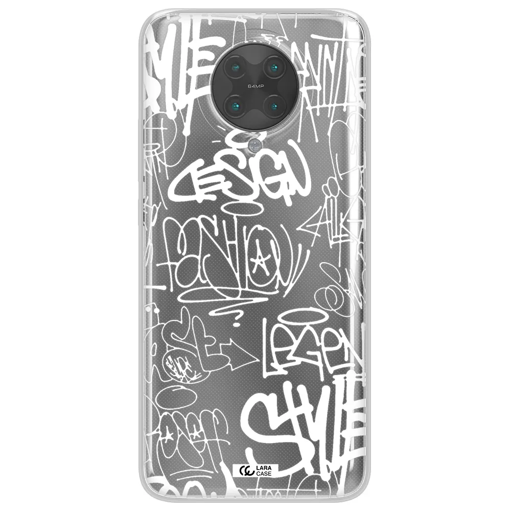 a white background with black and white clouds Xiaomi Poco F2 Pro Clear TPU Case