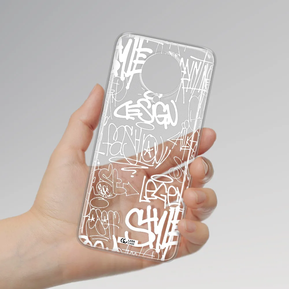 a white background with black and white clouds Xiaomi Poco F2 Pro Clear TPU Case