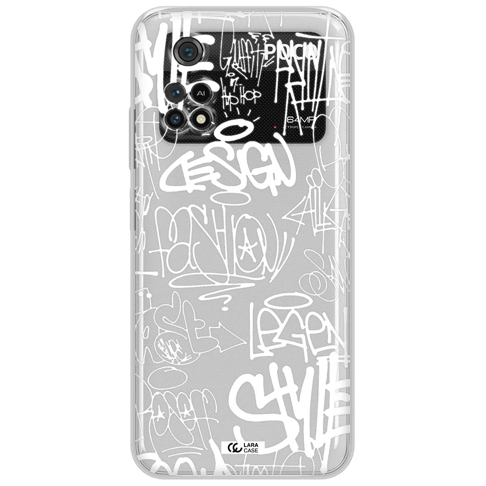 A White Background With Black And White Clouds Xiaomi Poco M4 Pro 4G Clear Tpu Case