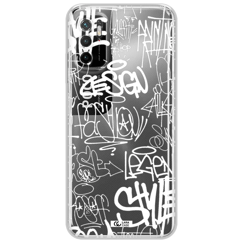 A White Background With Black And White Clouds Xiaomi Poco M4 Pro 5G Clear Tpu Case