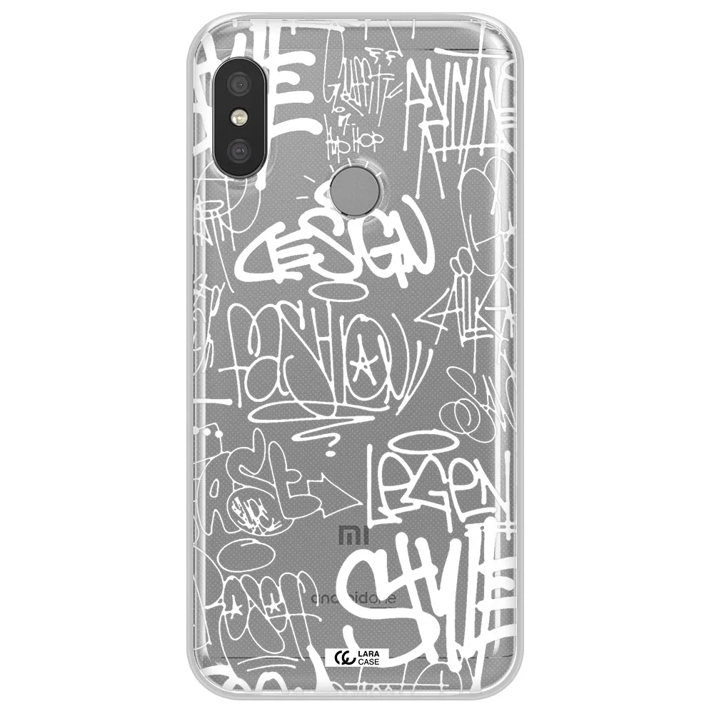 a white background with black and white clouds Xiaomi Redmi 6 Pro Clear TPU Case