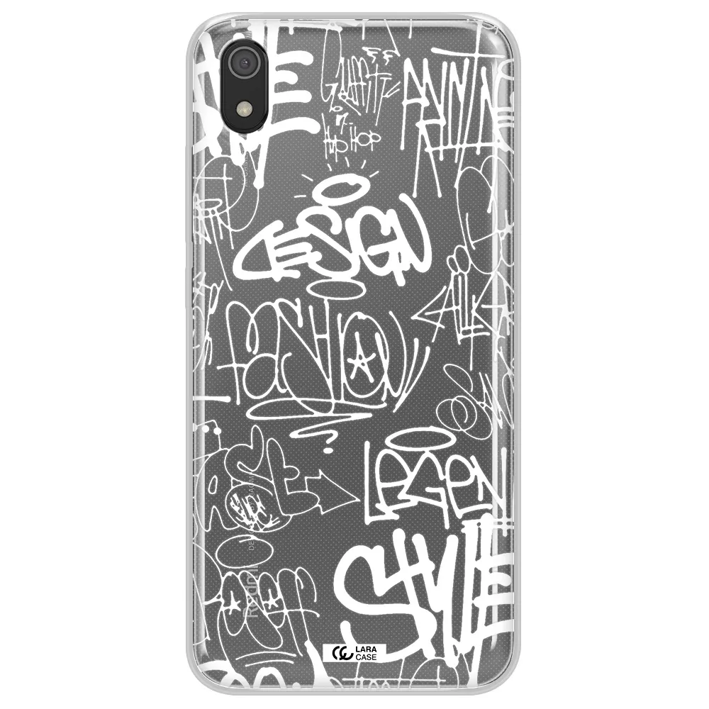 a white background with black and white clouds Xiaomi Redmi 7A Clear TPU Case