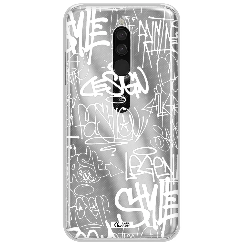 A White Background With Black And White Clouds Xiaomi Redmi 8 Clear Tpu Case