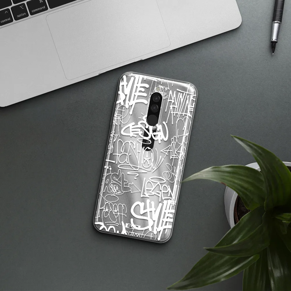 A White Background With Black And White Clouds Xiaomi Redmi 8 Clear Tpu Case