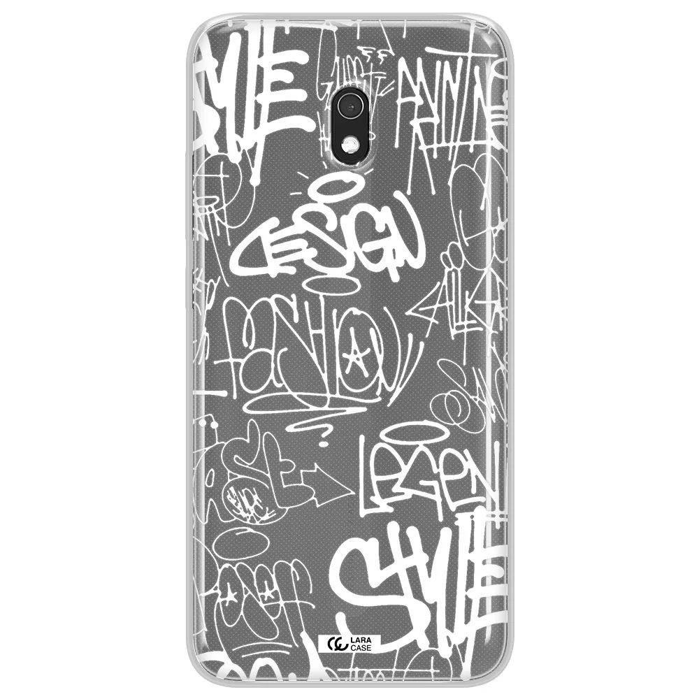 a white background with black and white clouds Xiaomi Redmi 8A Clear TPU Case