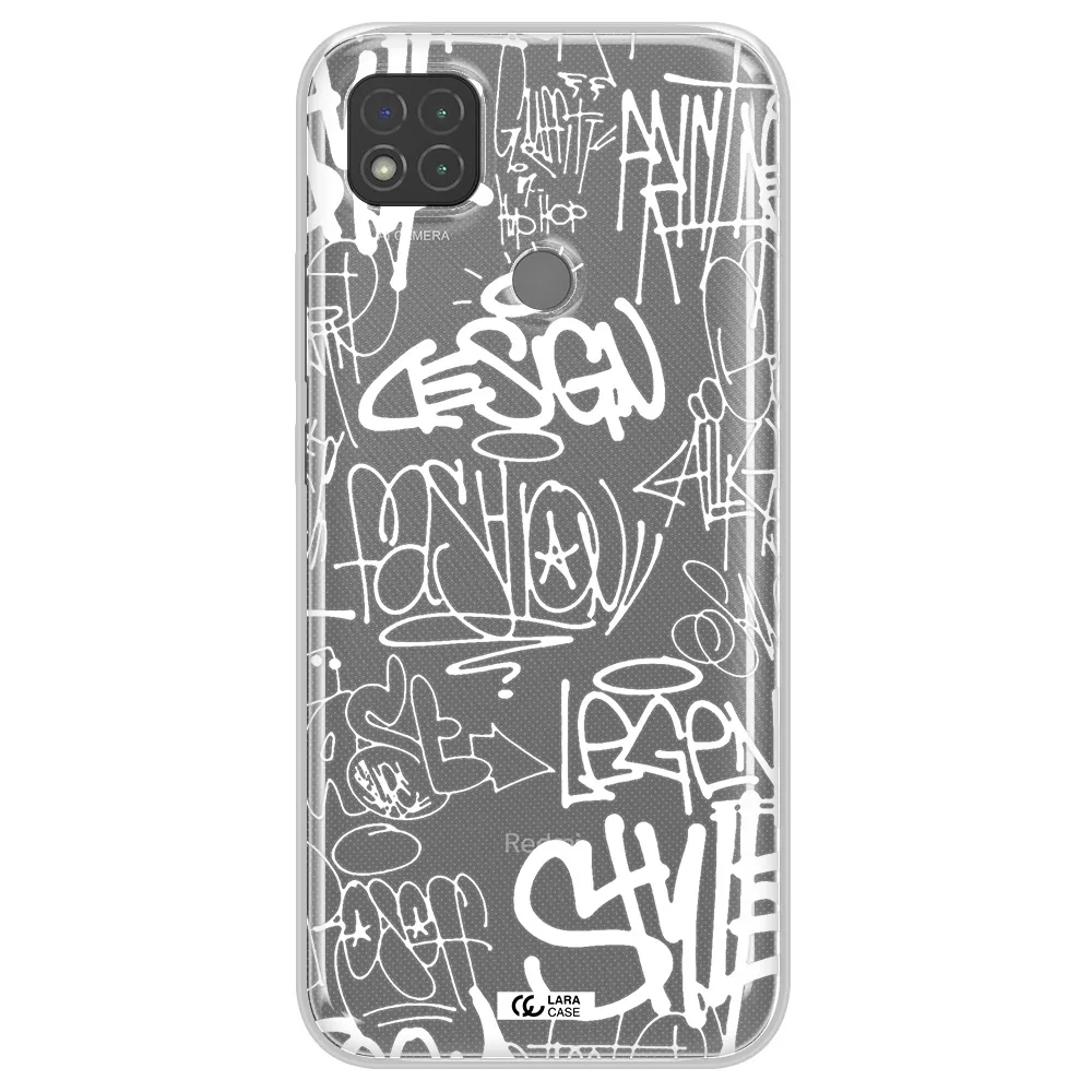 a white background with black and white clouds Xiaomi Redmi 9C Clear TPU Case