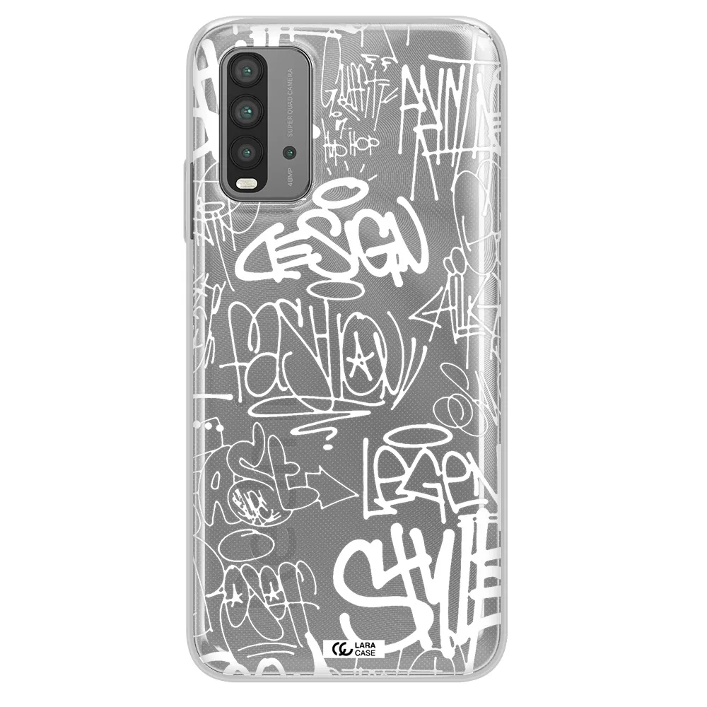 a white background with black and white clouds Xiaomi Redmi 9T Clear TPU Case