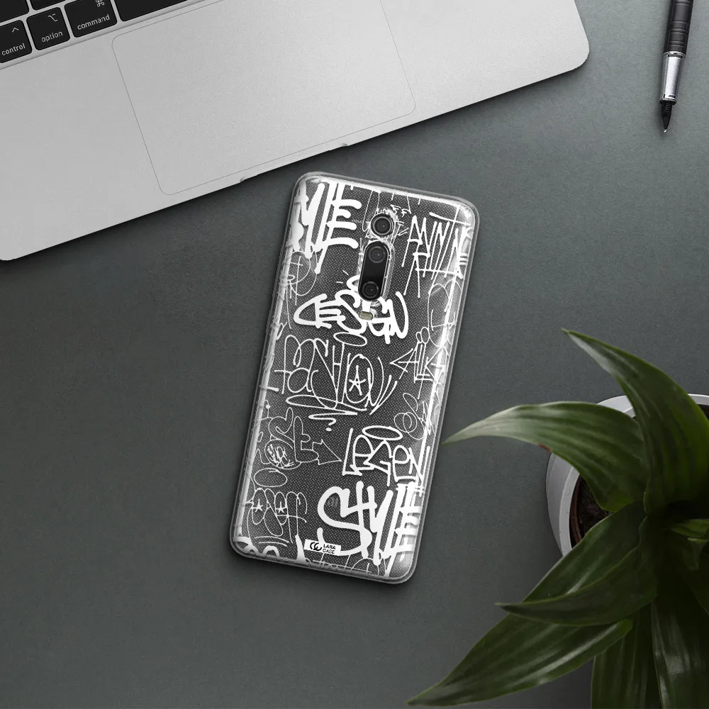 A White Background With Black And White Clouds Xiaomi Redmi K20 Clear Tpu Case