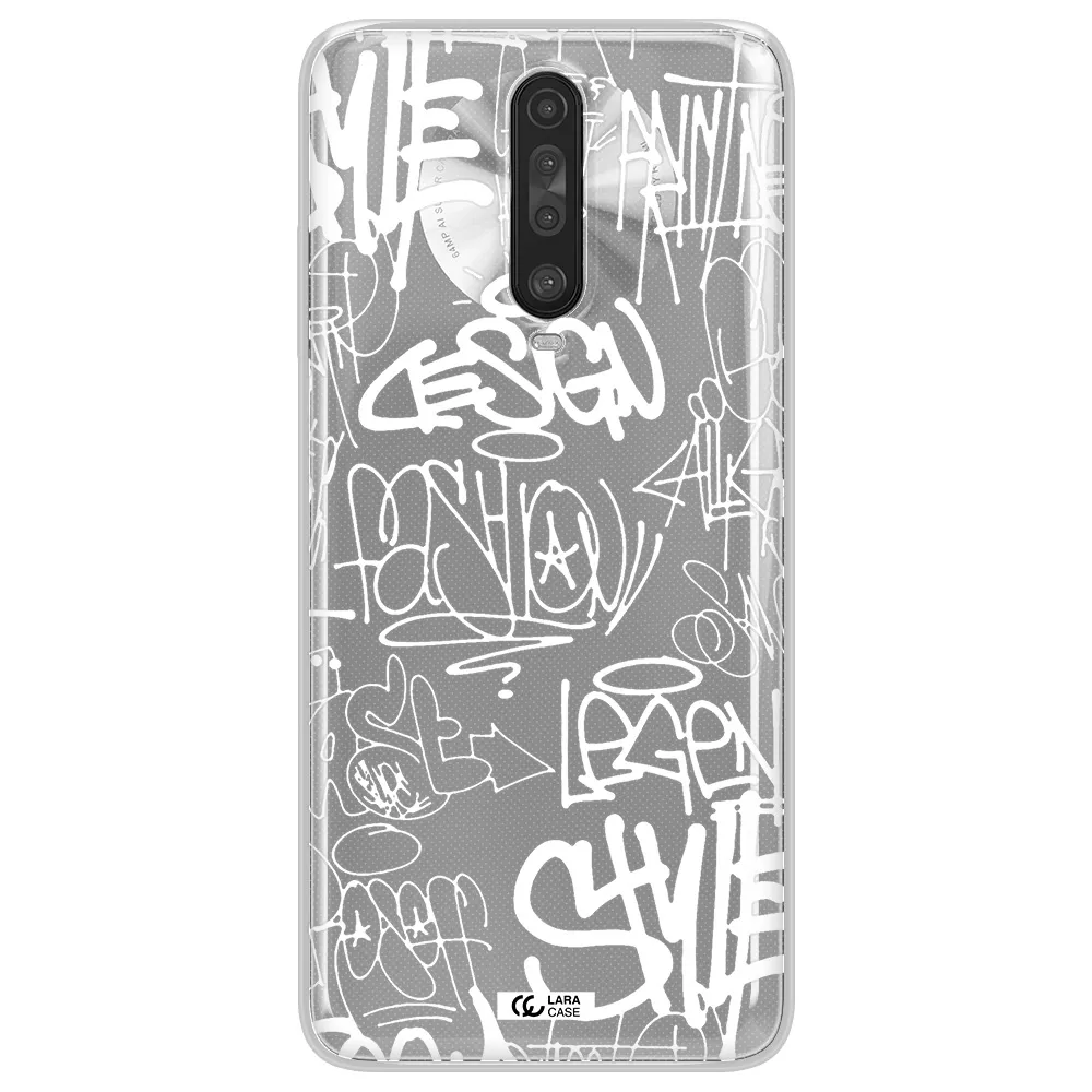 a white background with black and white clouds Xiaomi Redmi K30 Clear TPU Case