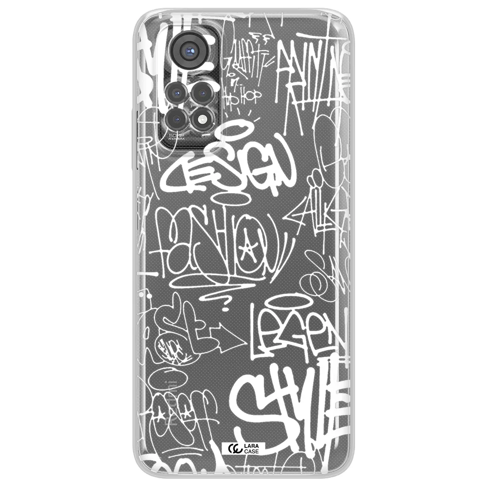 A White Background With Black And White Clouds Xiaomi Redmi Note 11S Clear Tpu Case