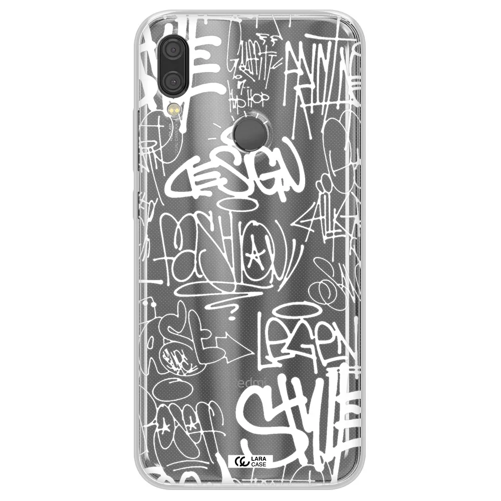 a white background with black and white clouds Xiaomi Redmi Note 7 Clear TPU Case