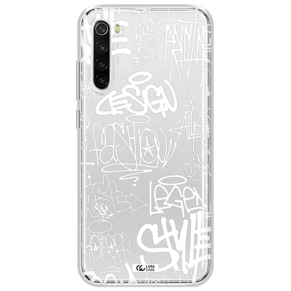 A White Background With Black And White Clouds Xiaomi Redmi Note 8T Clear Tpu Case