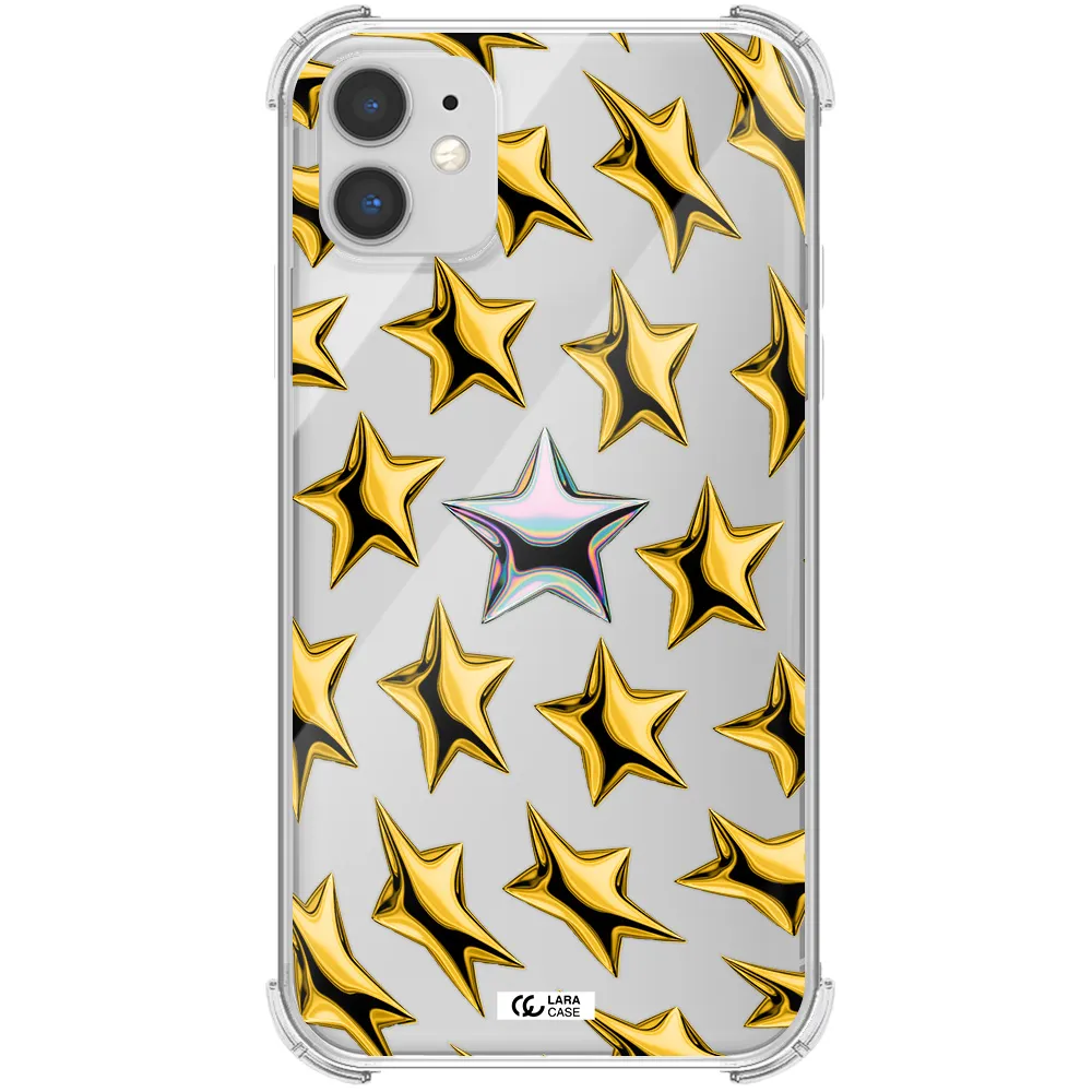 a group of gold stars Apple iPhone 11 Clear PC Case