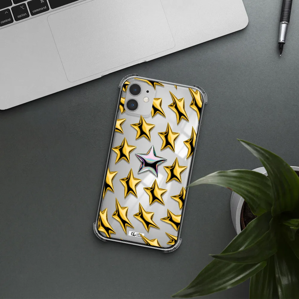 a group of gold stars Apple iPhone 11 Clear PC Case