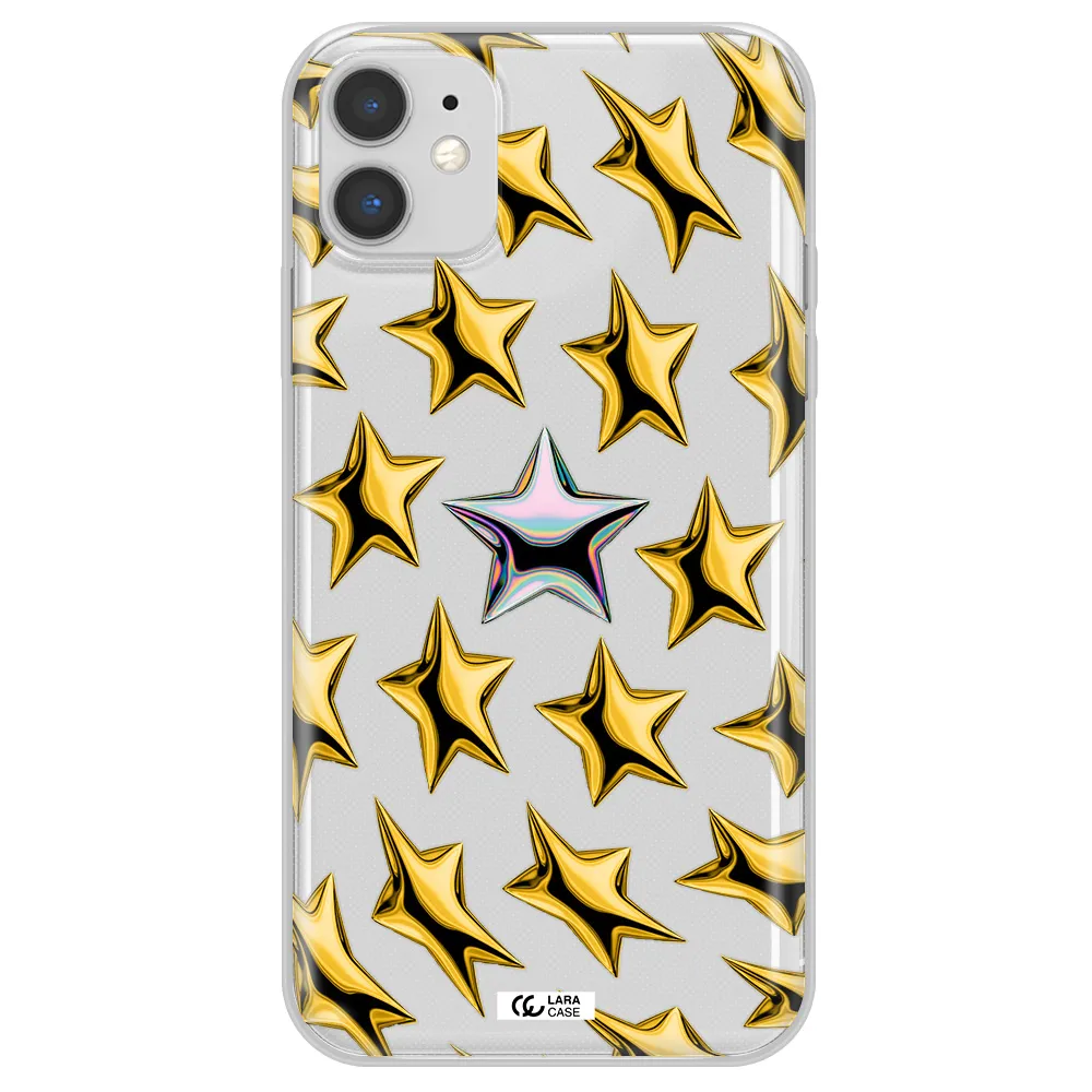 a group of gold stars Apple iPhone 11 Clear TPU Case