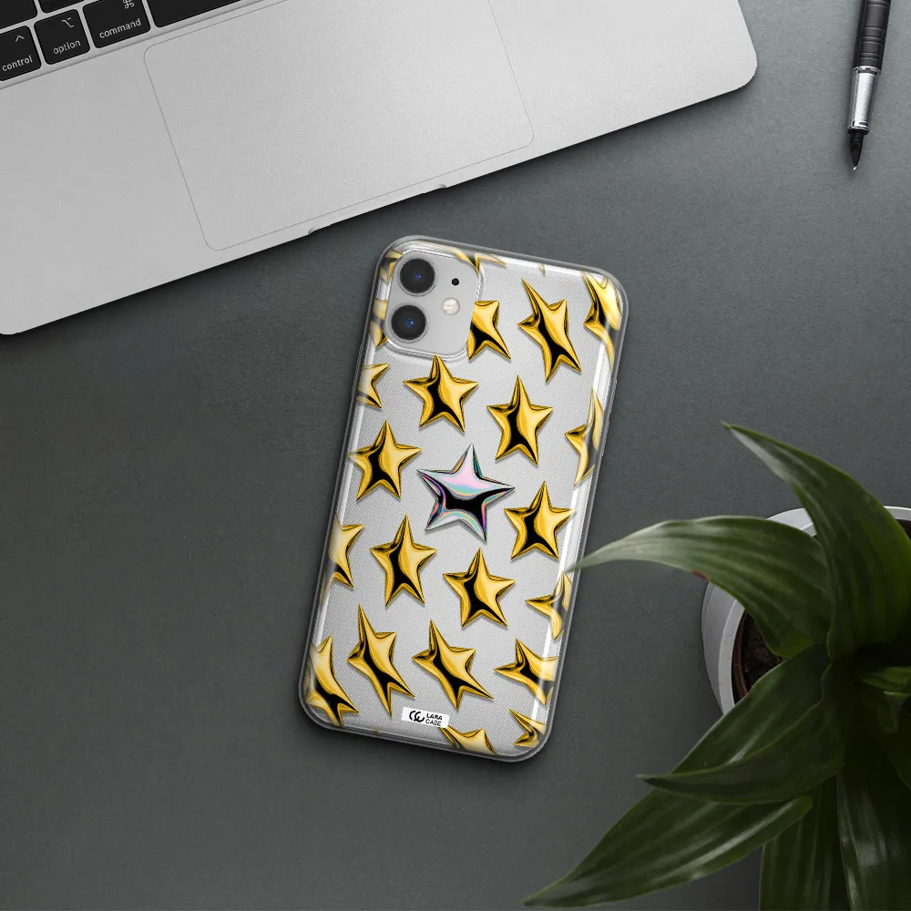 a group of gold stars Apple iPhone 11 Clear TPU Case