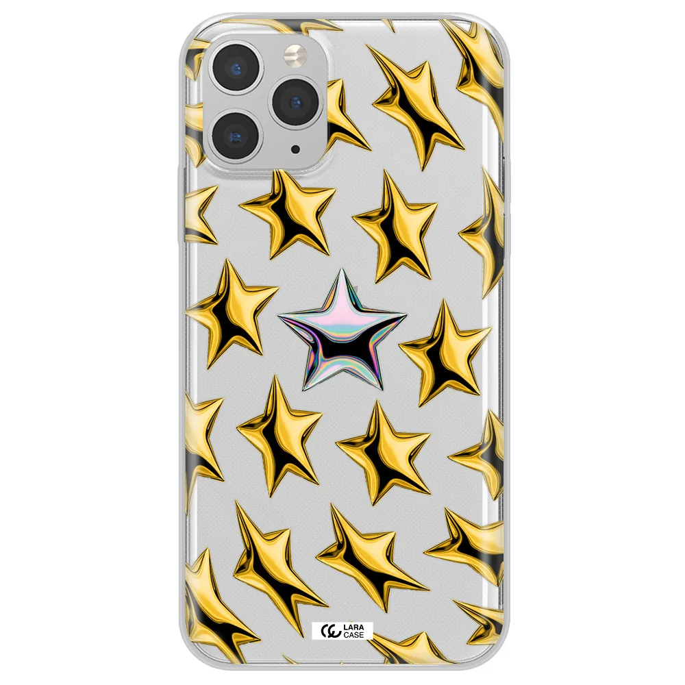 a group of gold stars Apple iPhone 11 pro max Clear TPU Case