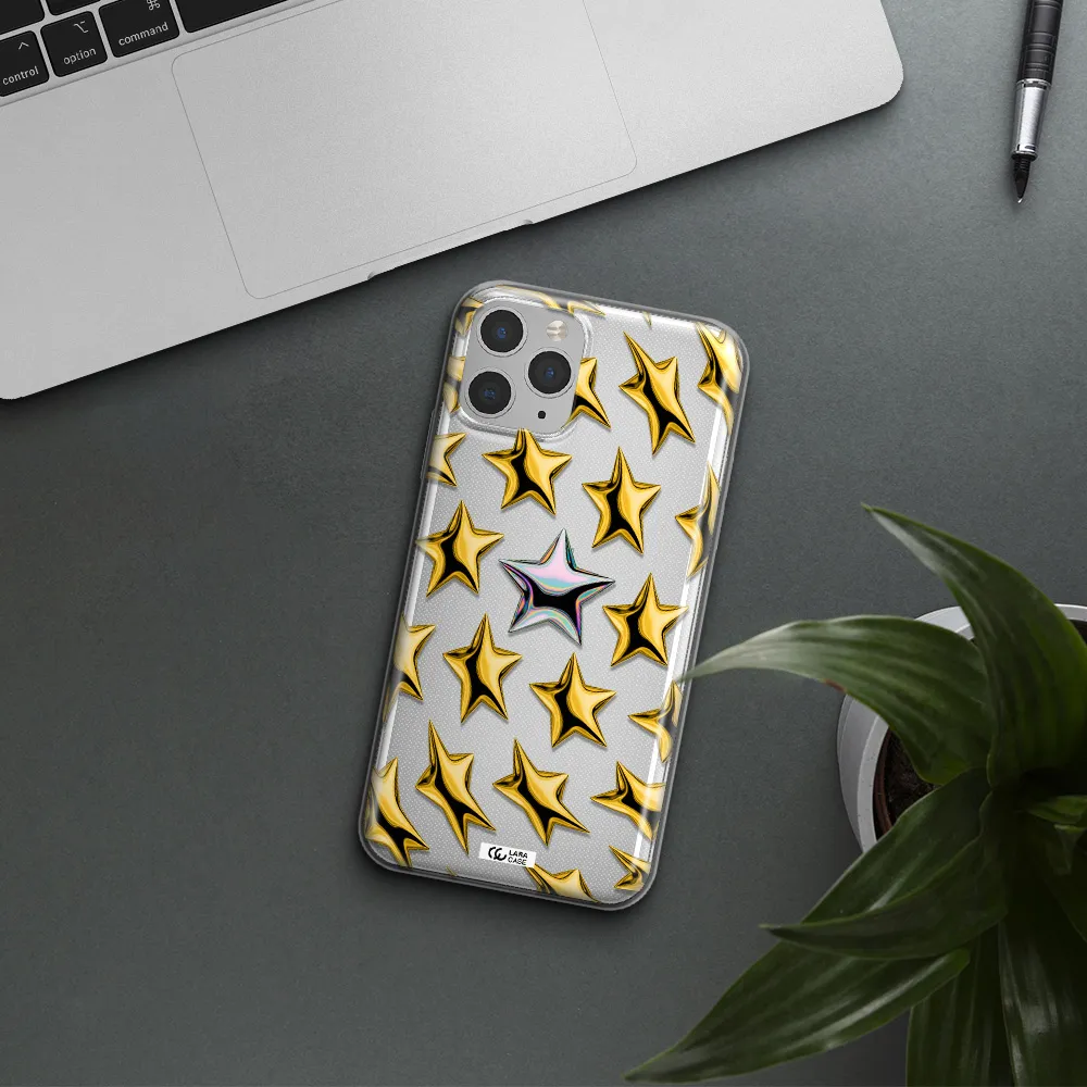 a group of gold stars Apple iPhone 11 pro max Clear TPU Case